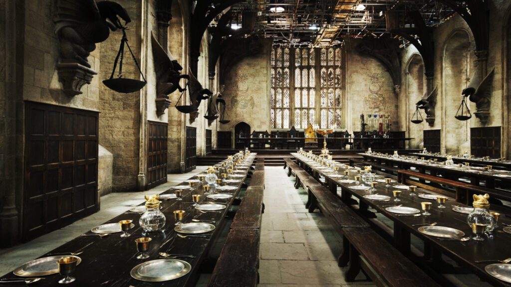 Harry Potter Hogwarts Castle Great Hall Dinner Background For Zoom
