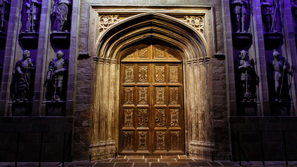 Harry Potter Hogwarts Castle Real Great Hall Door Background For Zoom