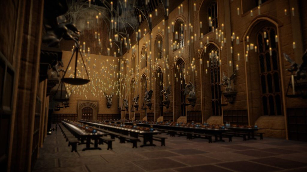 Harry Potter Hogwarts Castle View Inside Great Hall Background For Zoom