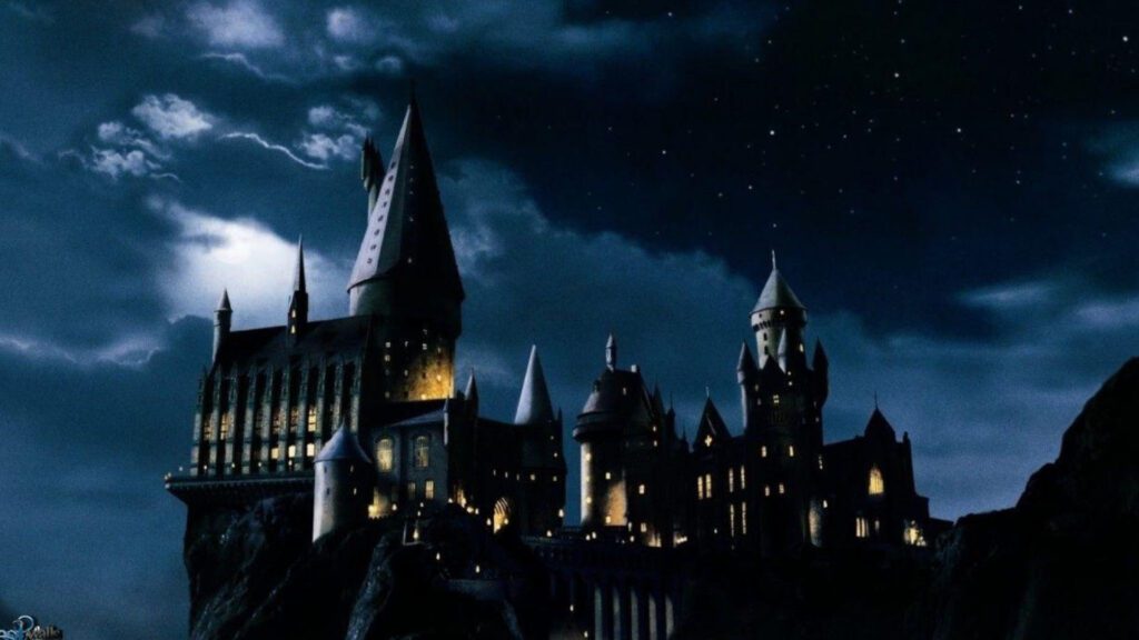 Harry Potter View Of Hogwarts Castle Background At Night For Zoom