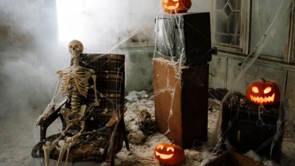 Halloween Dead Skeleton Lanterns Background For Zoom